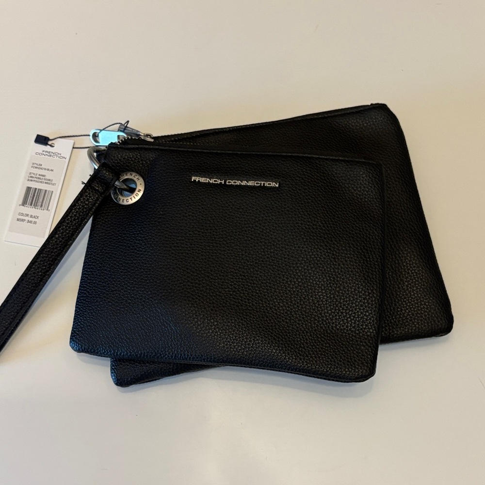 NWT French Connection Lara pebble double slim‎ pouches wristlet